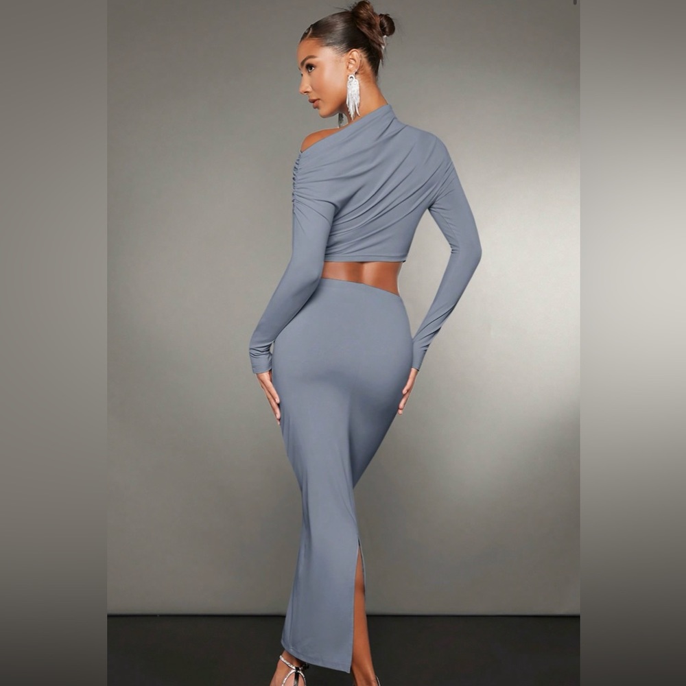 Top & Skirt Set | Dusty Blue